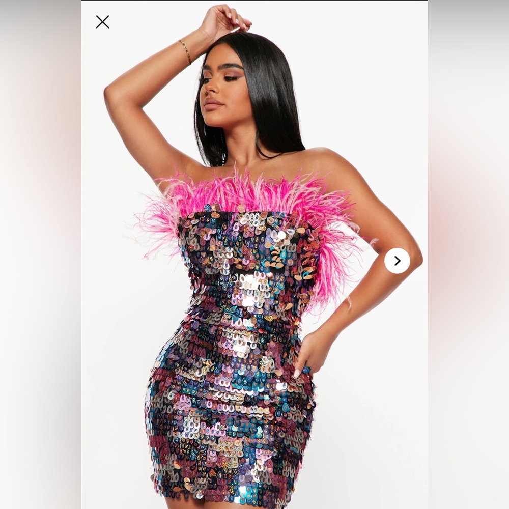 Fashion Nova Multicolor Sequin Dress